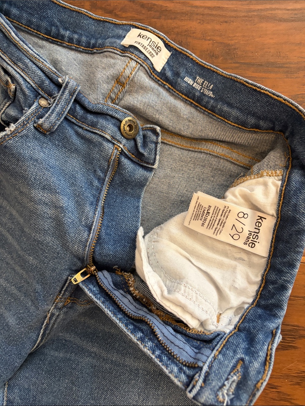 Kensie Medium Blue High-Rise Straight Leg Denim Jeans